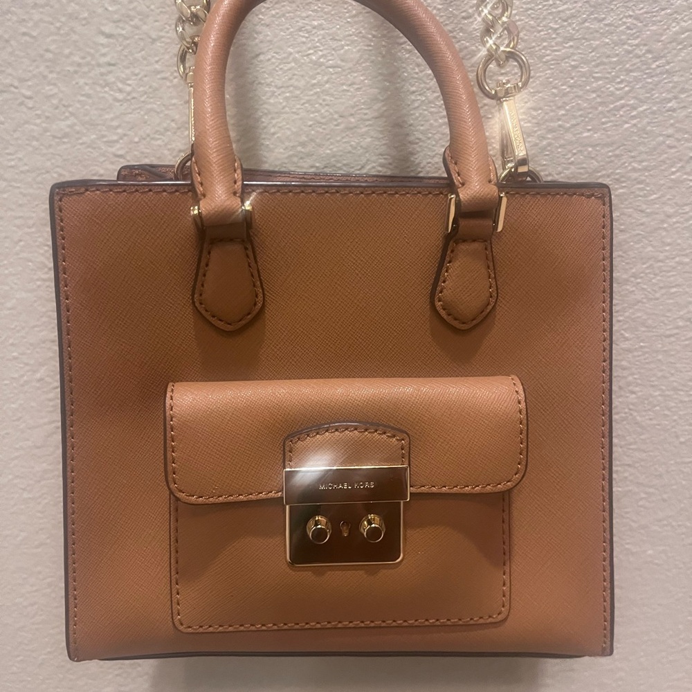 Michael Kors Leather Camel Crossbody Bag